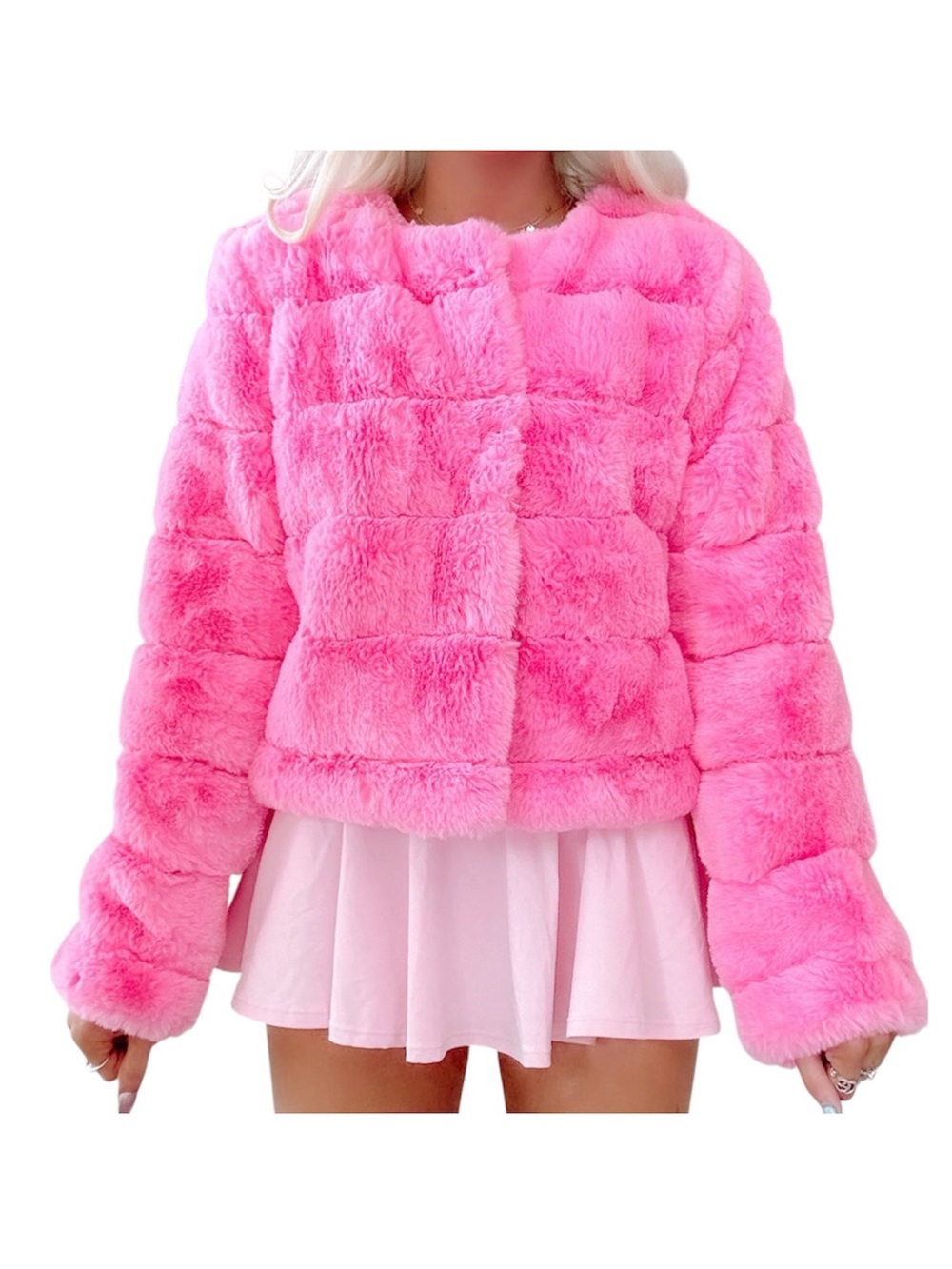 Haute Monde Bright Pink Faux Fur Teddy Jacket